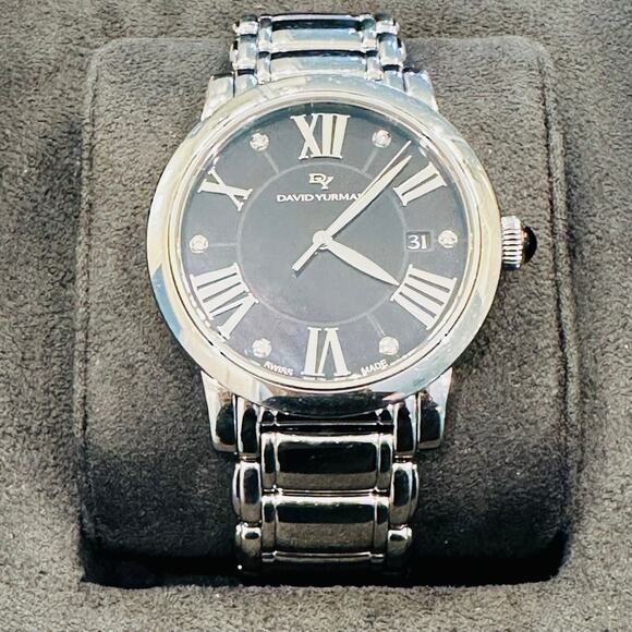 David Yurman Classic Watch Stainless Steel Black Mother of Pearl Dial 38mm